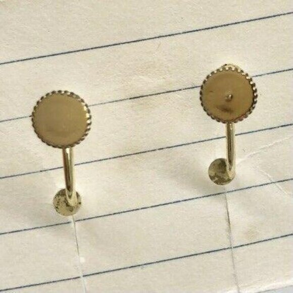 Vintage Gold-Tone Spherical Bead Screw Back Ball Drop Earrings - Picture 4 of 5